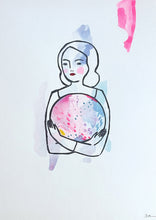 Load image into Gallery viewer, Amelia holding her dreams - mixed media