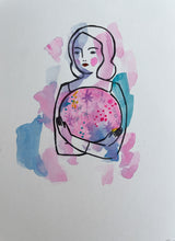 Load image into Gallery viewer, Amelia holding her dreams - mixed media