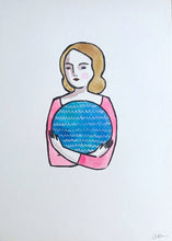 Load image into Gallery viewer, Amelia holding the sea - mixed media