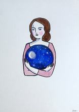 Load image into Gallery viewer, Amelia holding the night - mixed media