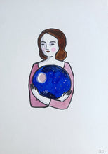 Load image into Gallery viewer, Amelia holding the night - mixed media