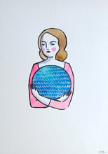 Load image into Gallery viewer, Amelia holding the sea - mixed media