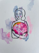 Load image into Gallery viewer, Amelia holding her dreams - mixed media