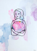 Load image into Gallery viewer, Amelia holding her dreams - mixed media