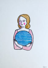 Load image into Gallery viewer, Amelia holding the sea - mixed media