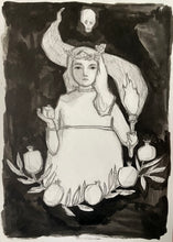 Load image into Gallery viewer, Persephone - pencil and ink drawing
