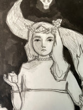 Load image into Gallery viewer, Persephone - pencil and ink drawing
