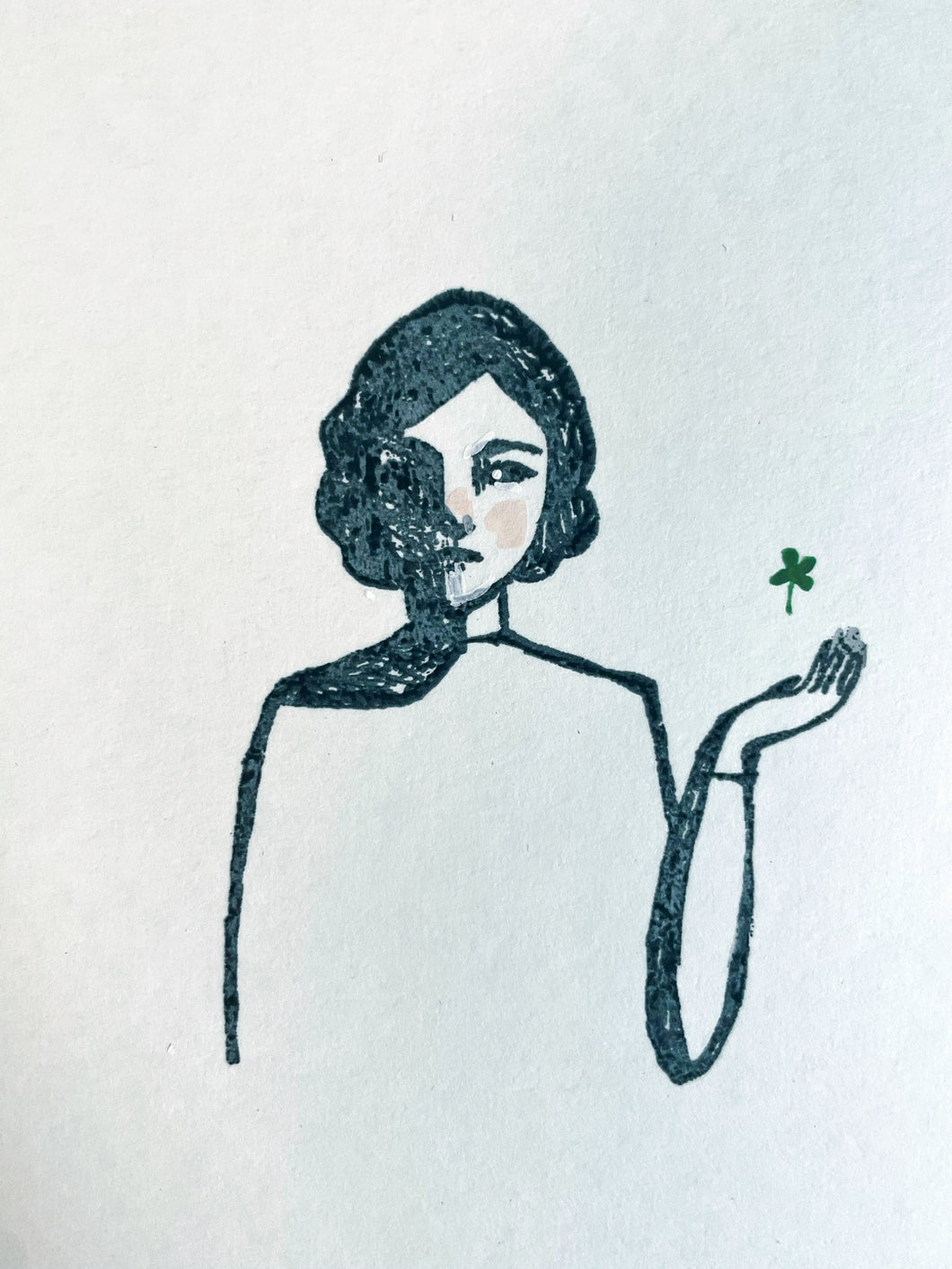 Luck (clover) - mixed media