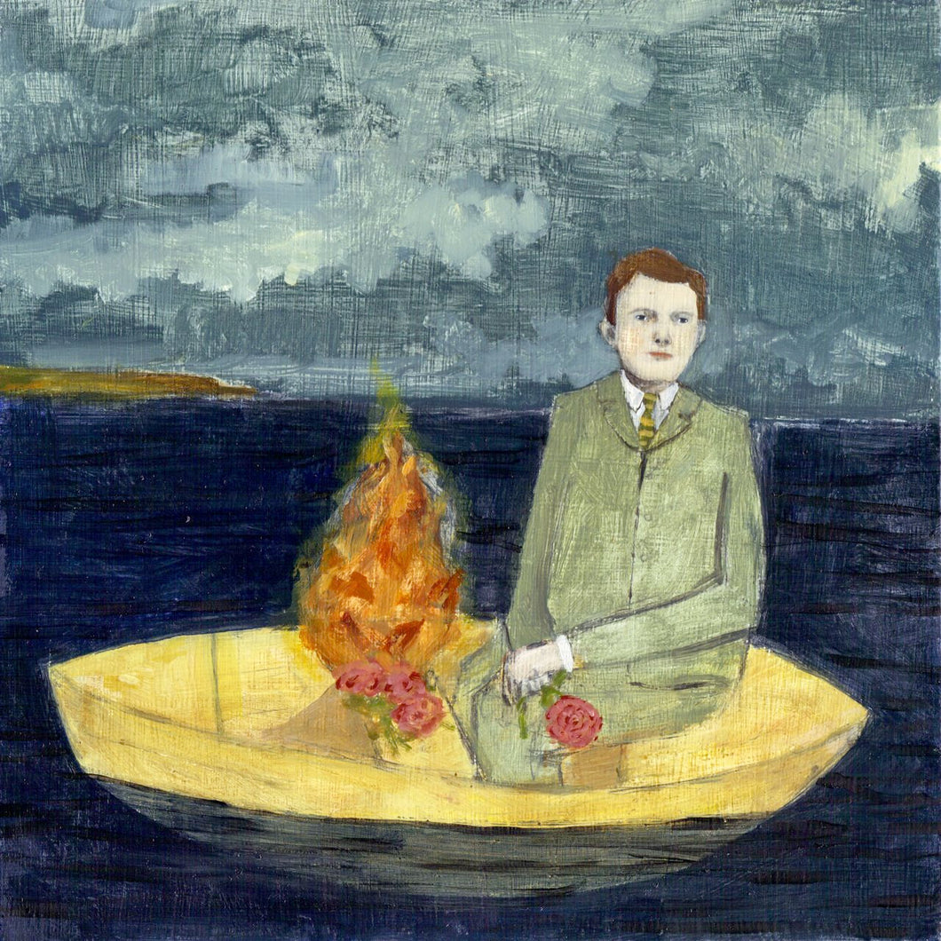 patrick set a fire to guide him on his journey - limited edition print of original oil painting
