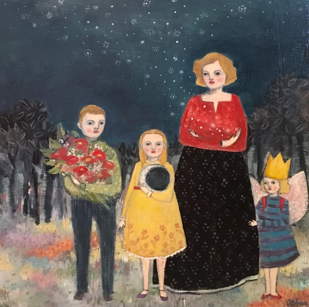 She wanted nothing more for them than the moon and stars, hope and beauty - giclee print of original oil painting
