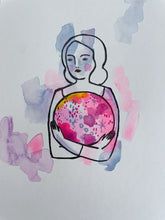 Load image into Gallery viewer, Amelia holding her dreams - mixed media
